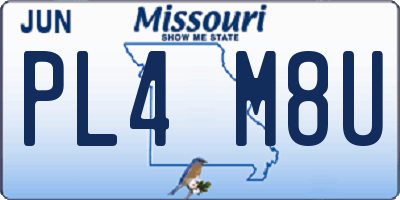 MO license plate PL4M8U
