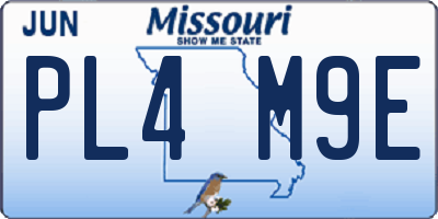 MO license plate PL4M9E
