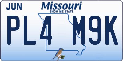 MO license plate PL4M9K