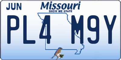MO license plate PL4M9Y