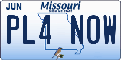 MO license plate PL4N0W