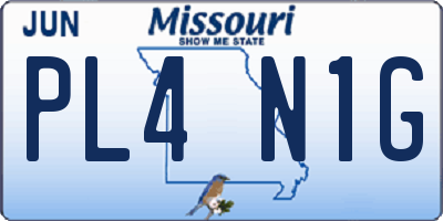 MO license plate PL4N1G