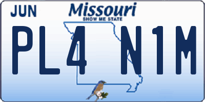 MO license plate PL4N1M