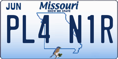 MO license plate PL4N1R