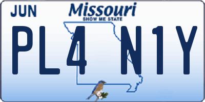 MO license plate PL4N1Y