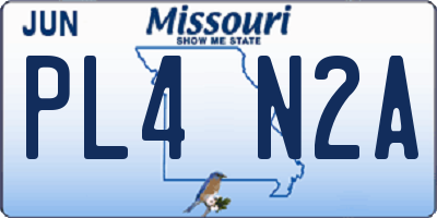 MO license plate PL4N2A
