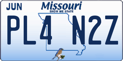MO license plate PL4N2Z