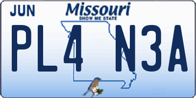 MO license plate PL4N3A