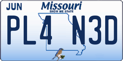 MO license plate PL4N3D