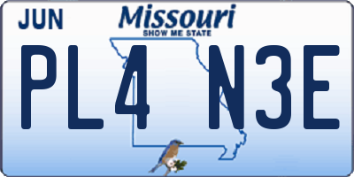 MO license plate PL4N3E