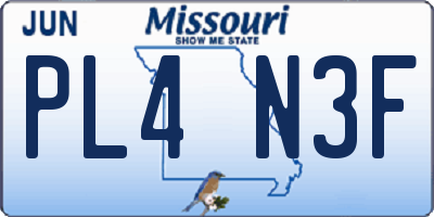 MO license plate PL4N3F