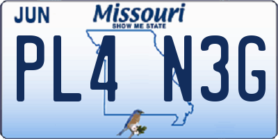 MO license plate PL4N3G