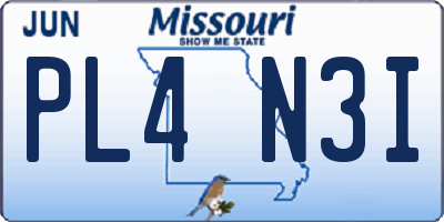 MO license plate PL4N3I