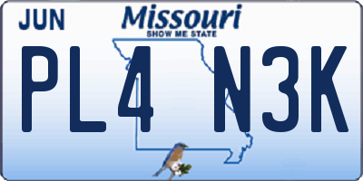MO license plate PL4N3K