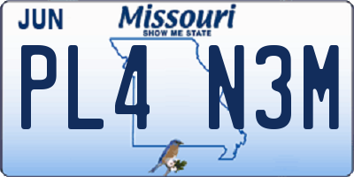 MO license plate PL4N3M