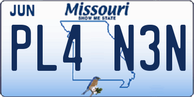 MO license plate PL4N3N