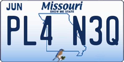 MO license plate PL4N3Q