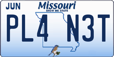 MO license plate PL4N3T