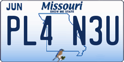 MO license plate PL4N3U