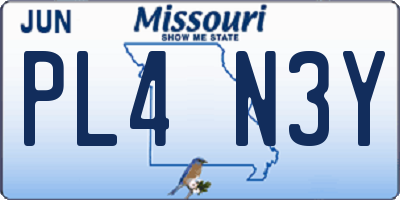 MO license plate PL4N3Y