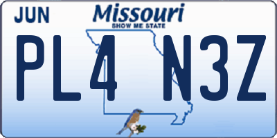 MO license plate PL4N3Z
