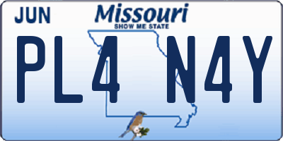 MO license plate PL4N4Y