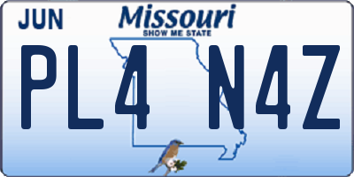 MO license plate PL4N4Z