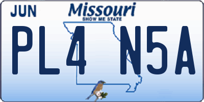 MO license plate PL4N5A