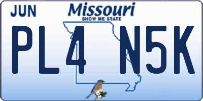 MO license plate PL4N5K