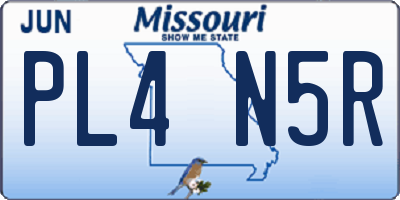 MO license plate PL4N5R