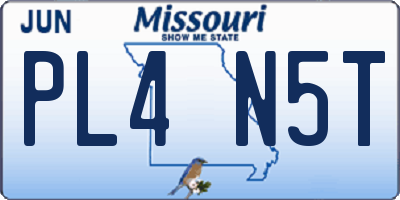 MO license plate PL4N5T
