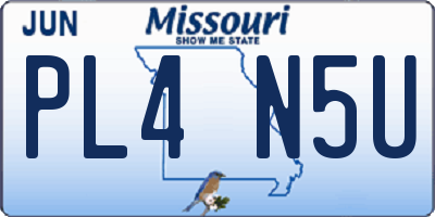 MO license plate PL4N5U