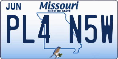 MO license plate PL4N5W