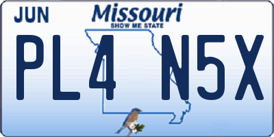 MO license plate PL4N5X
