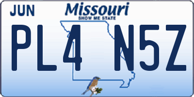 MO license plate PL4N5Z