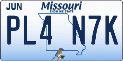 MO license plate PL4N7K