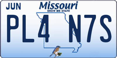 MO license plate PL4N7S
