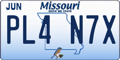 MO license plate PL4N7X