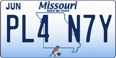 MO license plate PL4N7Y