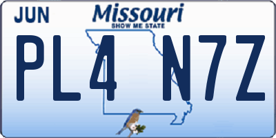 MO license plate PL4N7Z