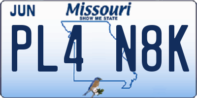 MO license plate PL4N8K