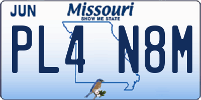 MO license plate PL4N8M