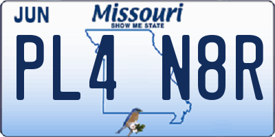MO license plate PL4N8R