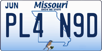 MO license plate PL4N9D
