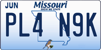 MO license plate PL4N9K