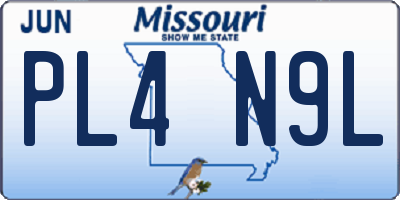 MO license plate PL4N9L
