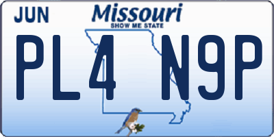 MO license plate PL4N9P