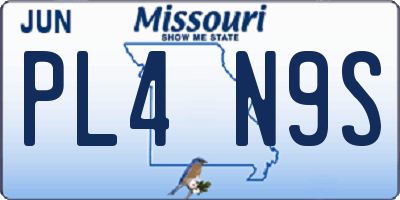 MO license plate PL4N9S