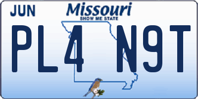 MO license plate PL4N9T