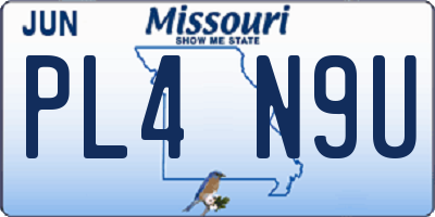 MO license plate PL4N9U